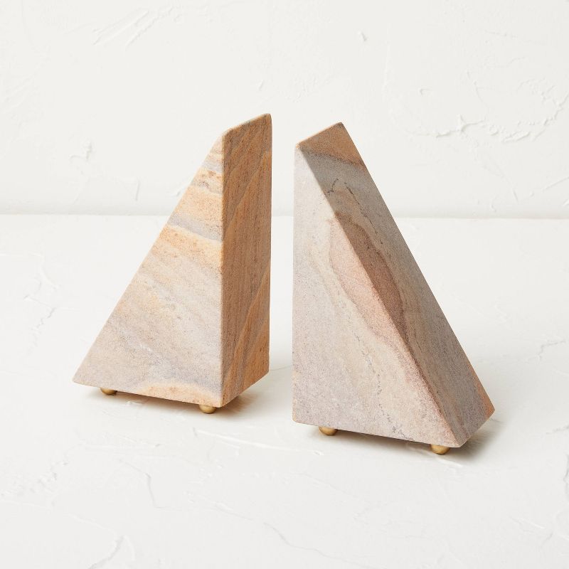 Set of 2 Stone Pyramid Bookends - Opalhouse™ designed with Jungalow™ | Target