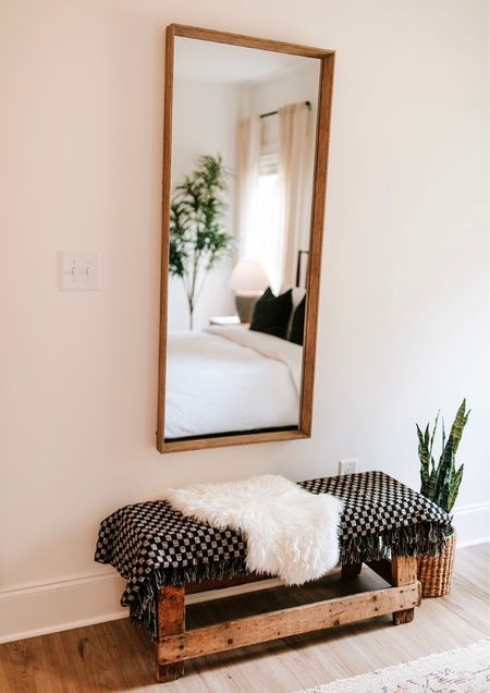Cozy corner of one of my Airbnb properties! 

aesthetic, home decor essentials, cozy, bench, mirror, floor plant 

#LTKhome #LTKFind