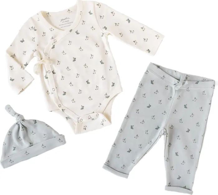 Hatchlings Bunny Bodysuit, Pants & Cap Set | Nordstrom