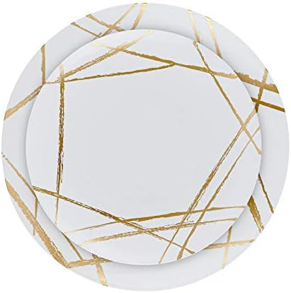 32 Piece Combo Plates Set includes 16 - 7'' inch Plates & 16 - 10'' inch Dinner Plates White Plas... | Amazon (US)