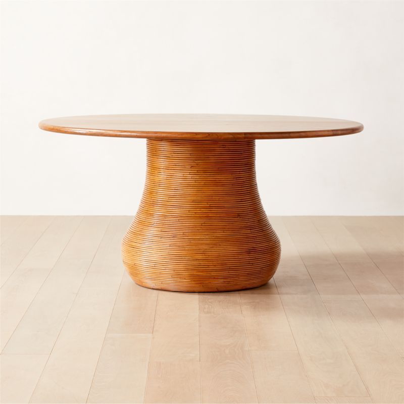 Salamina Modern Rattan-Wrapped Round Wood Dining Table | CB2 | CB2
