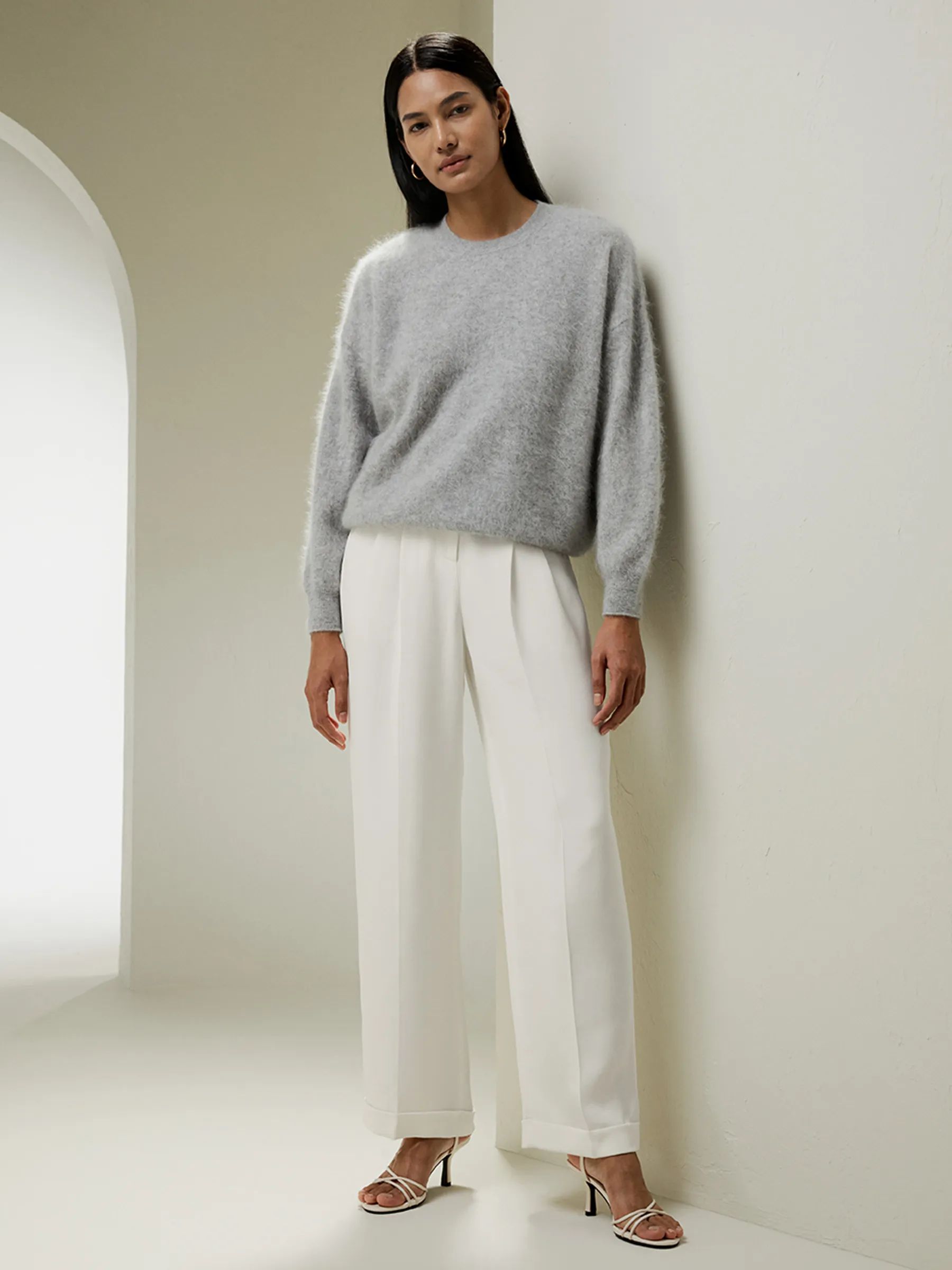 Brushed Cashmere Pullover Sweater | LilySilk