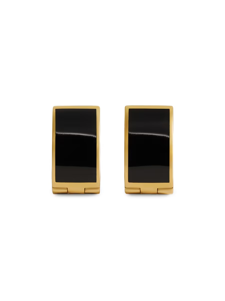 Toteme Signature 18K-Gold-Plated &amp; Enamel Hoop Earrings | Saks Fifth Avenue | Saks Fifth Avenue