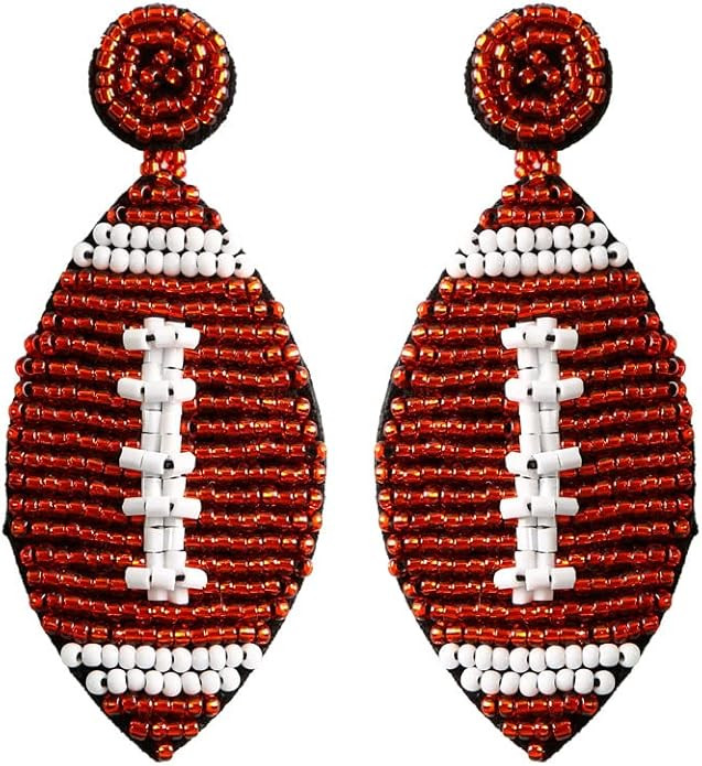 Handmade Beaded Baseball Softball Dangle Earrings Spring Summer Holiday Football Sport Drop Earri... | Amazon (US)