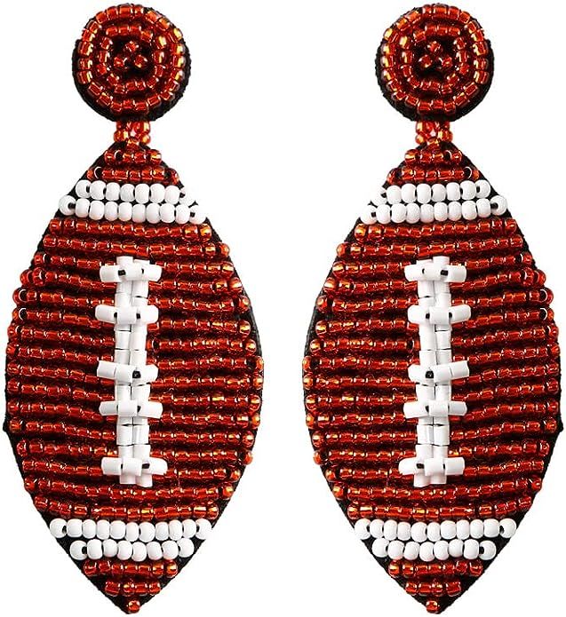 Handmade Beaded Baseball Softball Dangle Earrings Spring Summer Holiday Football Sport Drop Earri... | Amazon (US)