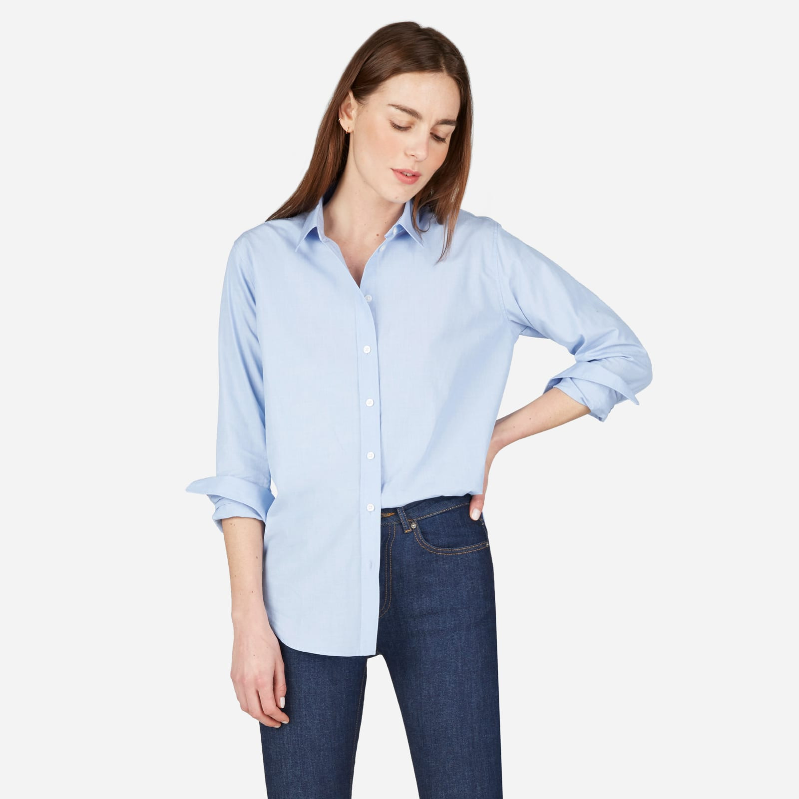 Women's Relaxed Poplin Shirt by Everlane in Blue End-On-End, Size 00 | Everlane