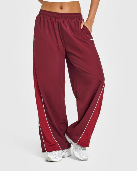 Oversized Piped Woven Straight Leg Track Bottoms 
 Rosewood | Oner Active (UK / US)