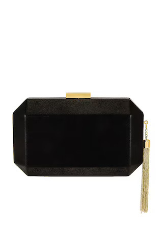 olga berg Lia Facetted Clutch With Tassel in Black & Gold from Revolve.com | Revolve Clothing (Global)