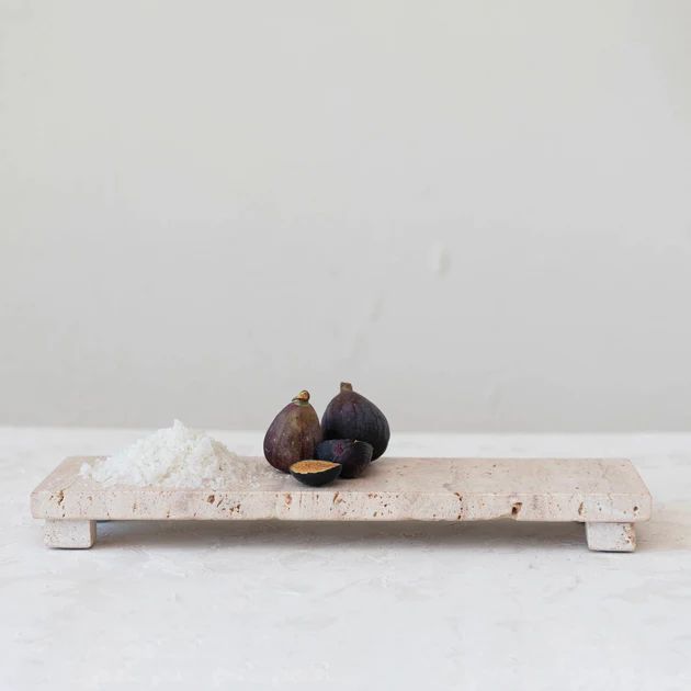 Cojio Footed Travertine Tray | Pepper + Vetiver