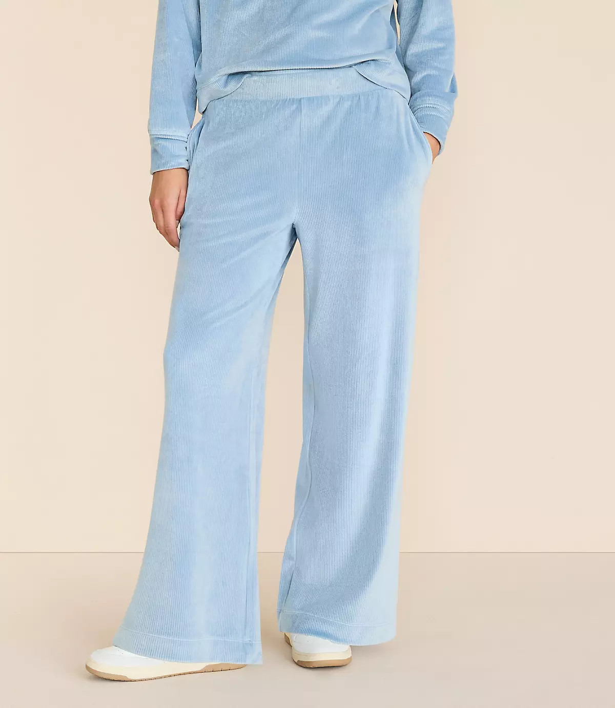 Lou & Grey Ribbed Velour Side Slit Wide Leg Pants | LOFT