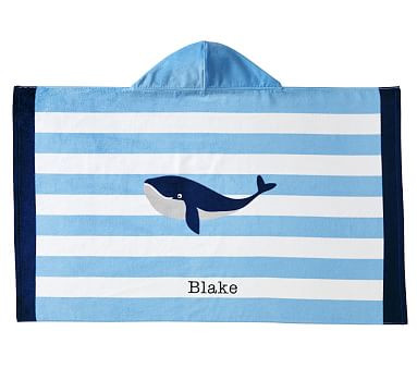 Whale Stripe Beach Hooded Towel | Pottery Barn Kids