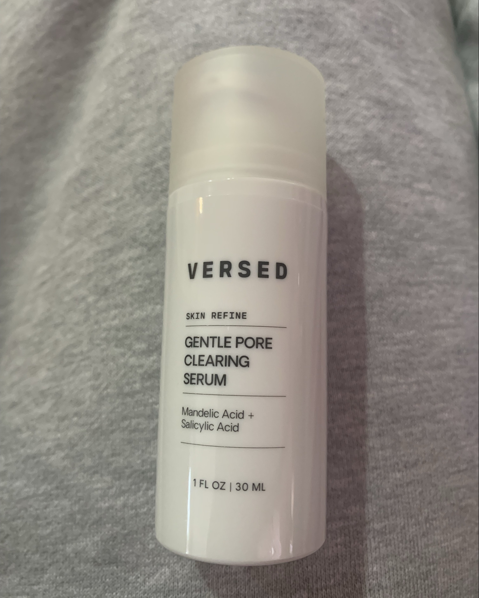 This amazing product is the Versed Skin Refine Gentle Pore Clearing Serum. This serum is a life saver when my skin is getting irritated, oily and is starting to break out. I really needed this product in my life. It is formulated with Mandelic Acid to lightly exfoliate your skin to help clear away any dirt and impurities in your skin that could clog your pores. Salicylic Acid helps reduce excess oil in your skin. Willow Bark Extract calms and soothes your skin. Your skin will be brighter, have a radiant glow, be so much smoother, softer and clearer. I love its simple light gray packaging with built in pump applicator. This serum has a clear gel with exfoliating beads texture. It has a light Salicylic Acid scent that fades pretty quickly. This serum absorbs so quickly into my skin. After cleaning your skin, you only need to apply one pump onto your skin and let it fully absorb.  Use this serum several times a week for the best results. I recommend this Pore Clearing Serum to anyone with Acne Prone Skin looking for a serum that will gently exfoliate your skin while also reducing any excess oil in your skin and that will calm your skin.

#LTKselfcare #LTKgrwm #LTKmorningroutine
