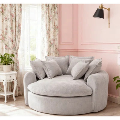 Full-Compressed Round Chaise Sofa 59.8" Loaf Sofa Boneless Round Sofa | Wayfair North America