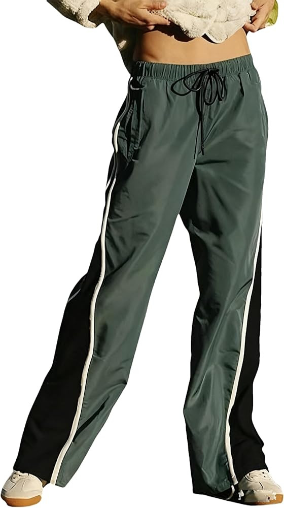 Women's Baggy Y2K Parachute Pants Drawstring Waist Wide Leg Jogger Sweatpants Track Pants Streetw... | Amazon (US)