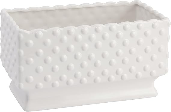 Creative Co-Op Cottagecore Ceramic Hobnail Planter with Scalloped Edge, White | Amazon (US)