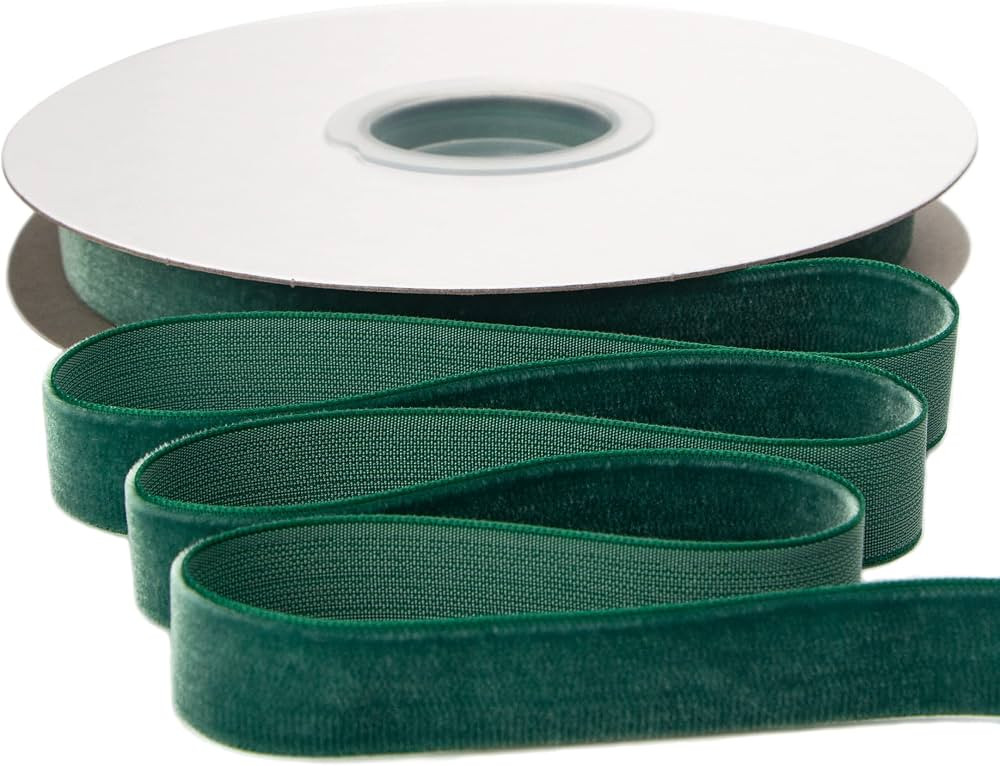 Ribbli Polyester Forest Green Velvet Ribbon,5/8 Inches Continuous10-Yard Spool,Christmas Ribbon f... | Amazon (US)