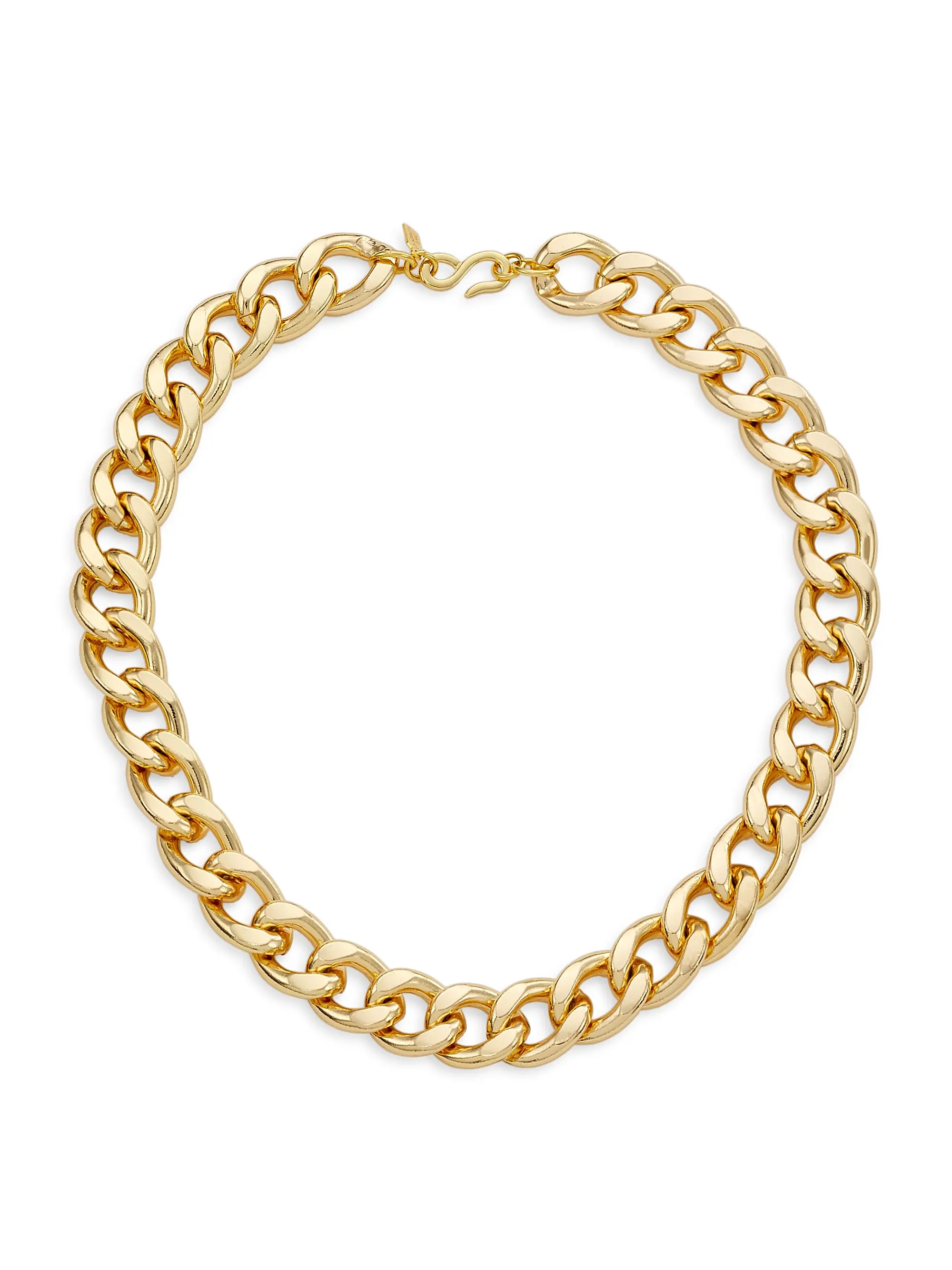 20K Goldplated Curb-Link Toggle Collar Necklace | Saks Fifth Avenue