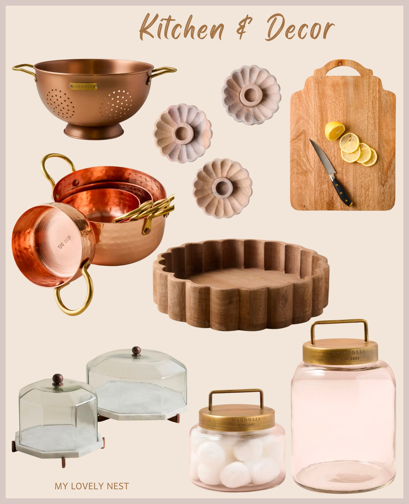 Wood with Antique Brass Canister - Magnolia