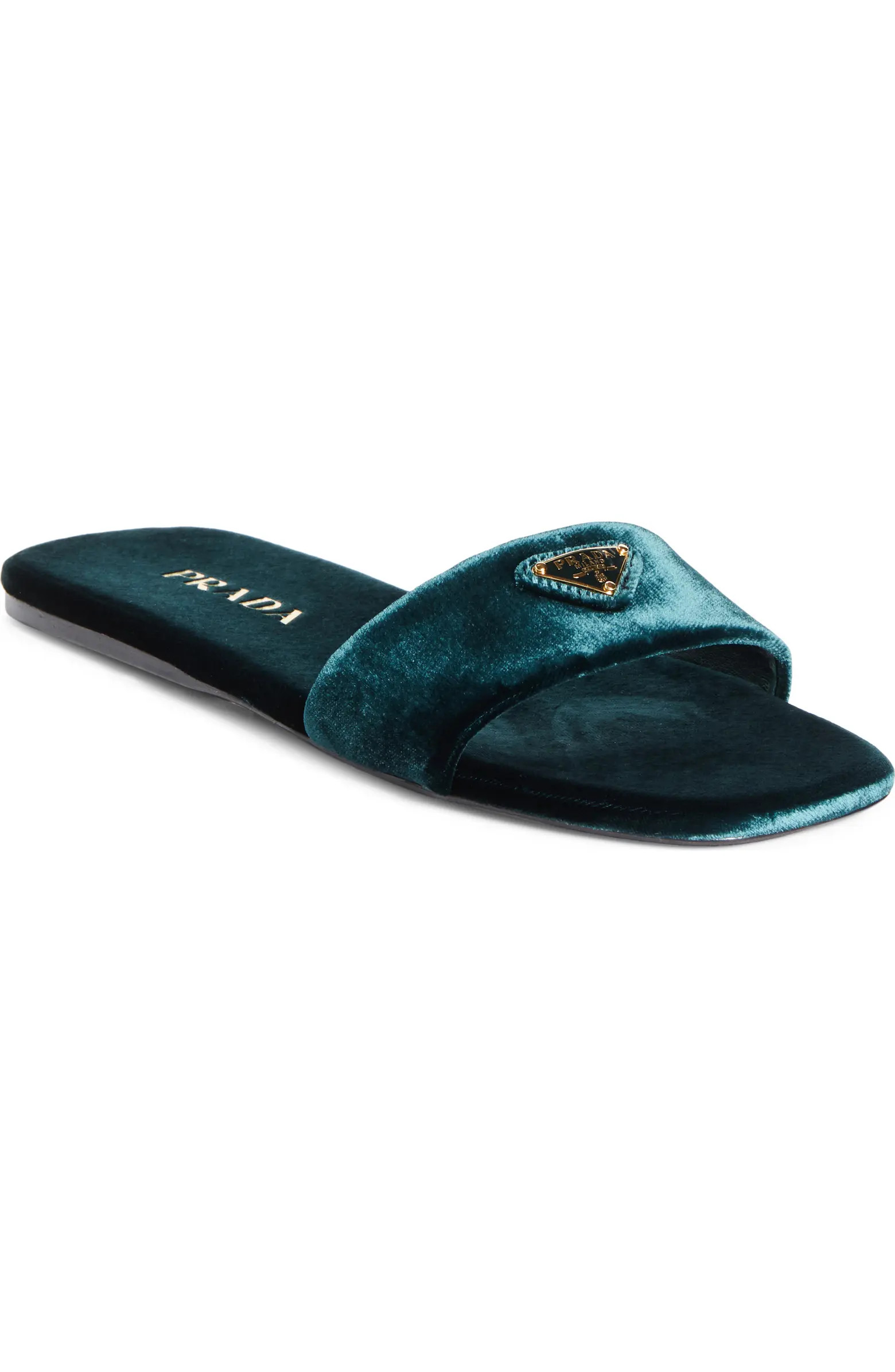 Logo Velvet Slide Sandal (Women) | Nordstrom