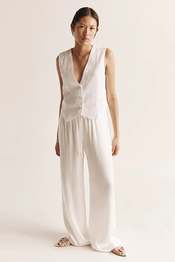 MYA WHITE SATIN PANT | DISSH