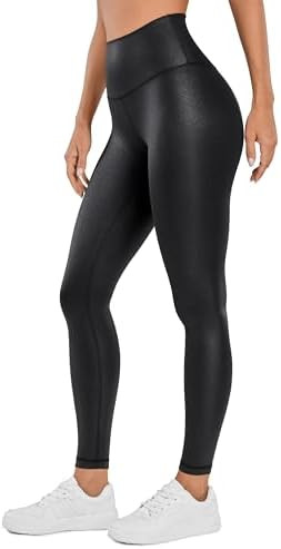 CRZ YOGA Butterluxe Womens Matte Faux Leather Leggings 28" - High Waisted Stretch Ankle Leather P... | Amazon (US)
