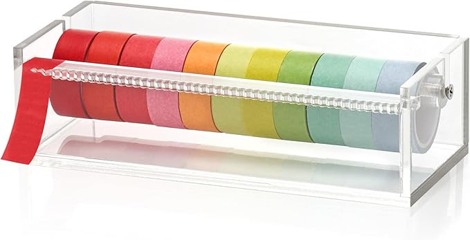 Acrylic Washi Tape Dispenser Tape Holder Organizer 7 in Sticker Roll Cutter Masking Tape Holder W... | Amazon (US)