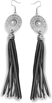 Women's Western Jewelry Brown Leather Tassel Bohemian Dangle Earrings, Country Earrings for Women... | Amazon (US)