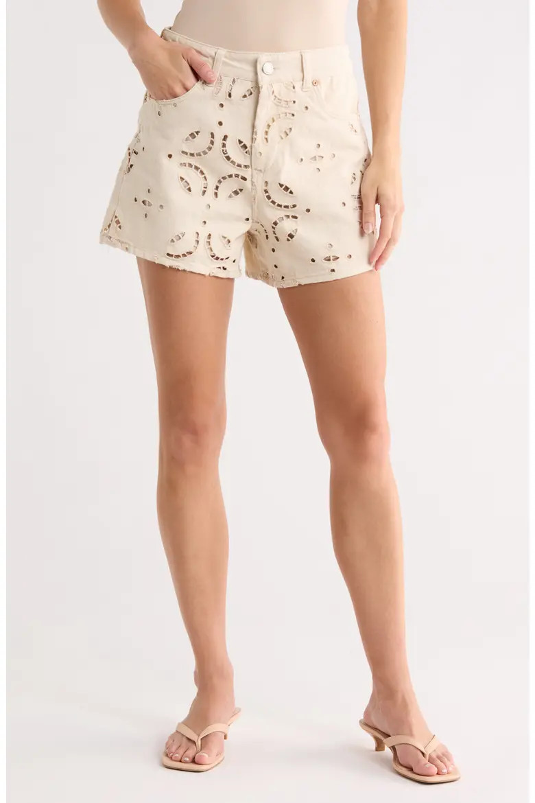 High Rise Eyelet Embroidered Denim Shorts (Women) | Nordstromrack | Nordstrom Rack