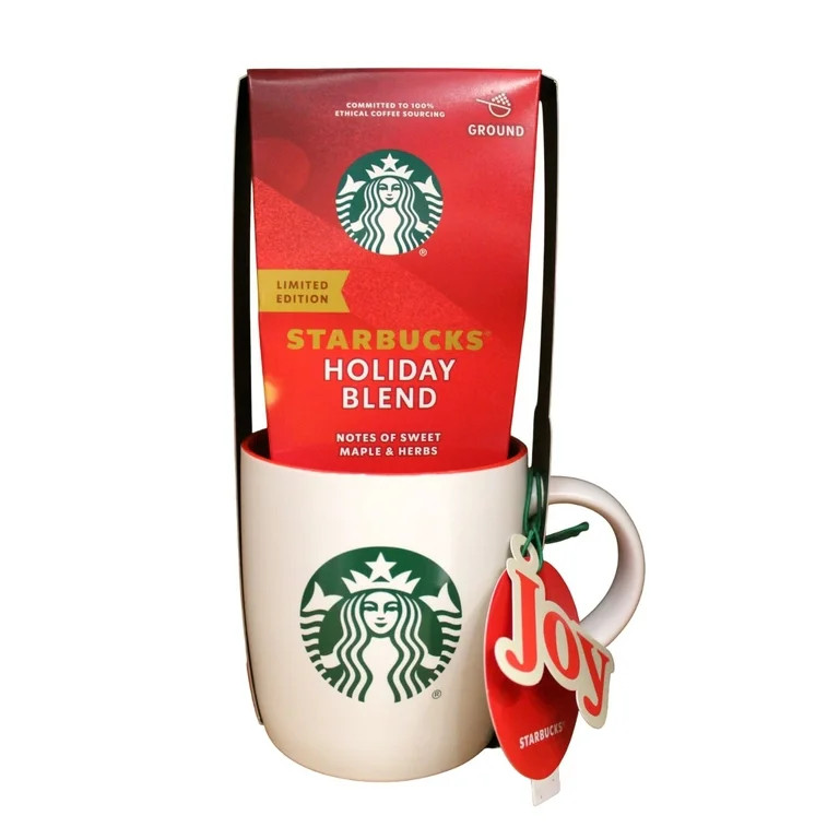 Starbucks White Ceramic Mug with Holiday Blend Coffee Gift Set | Walmart (US)