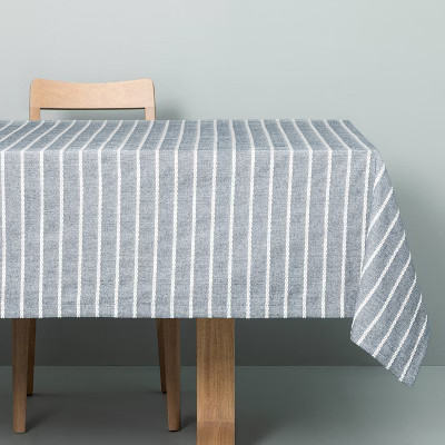 Dobby Woven Rib Stripe Tablecloth Faded Blue/White - Hearth & Hand™ with Magnolia | Target