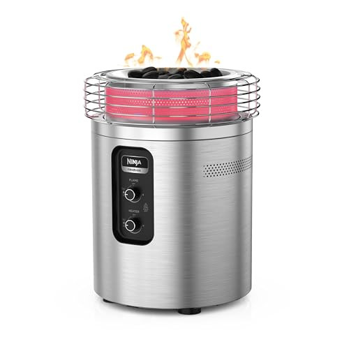 Ninja Fireside360 Outdoor Heater & Fire Pit | 3 Modes: Flame Only, Heat Only, Flame & Heat | Portable for Patio, Deck, Camping, Easy Control Smokeless Flames | Push to Start Ignition | Steel | OF101SL | Amazon (US)