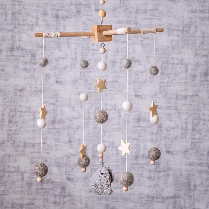 Baby Crib Mobile/White and Grey Nursery Mobile/Nursery Cot Mobile/Gender Neutral Felt Ball Mobile... | Amazon (US)