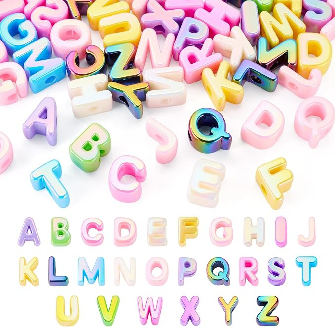Elecrelive 52Pcs Large Hole Bubble Letter Beads A-Z Mixed Iridescent Chunky Alphabet Beads for Br... | Amazon (CA)