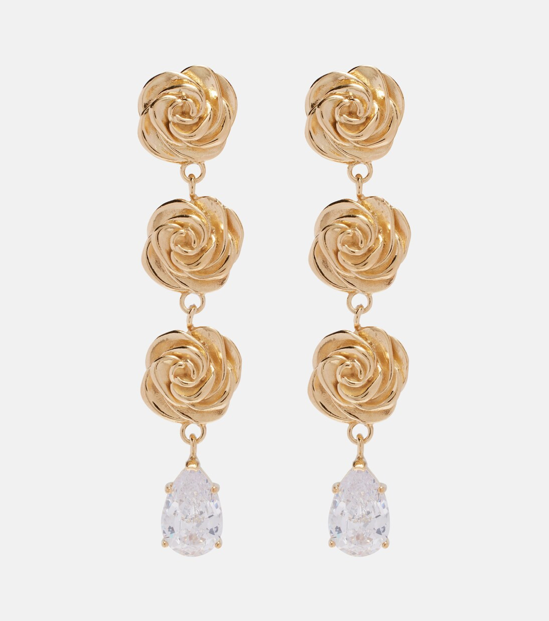 Crystal-embellished gold-plated drop earrings | Mytheresa (US/CA)