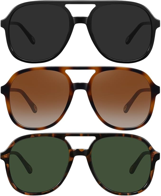 MEETSUN Retro Oversized Aviator Sunglasses for Women Men Trendy 70s 80s Vintage Square Aviators 3... | Amazon (US)