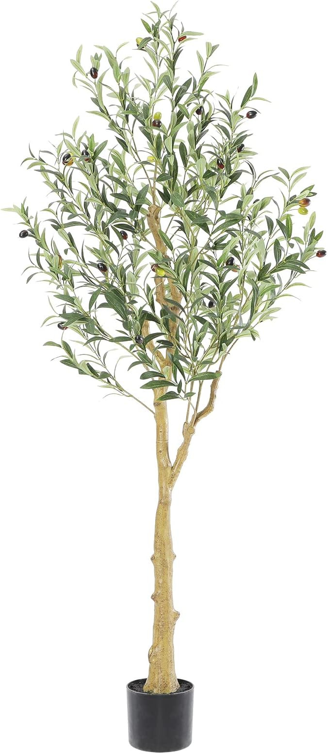 Nafresh Tall Faux Olive Tree，5Ft(60in) Realistic Texture Potted Silk Artificial Olive Tree， F... | Amazon (US)