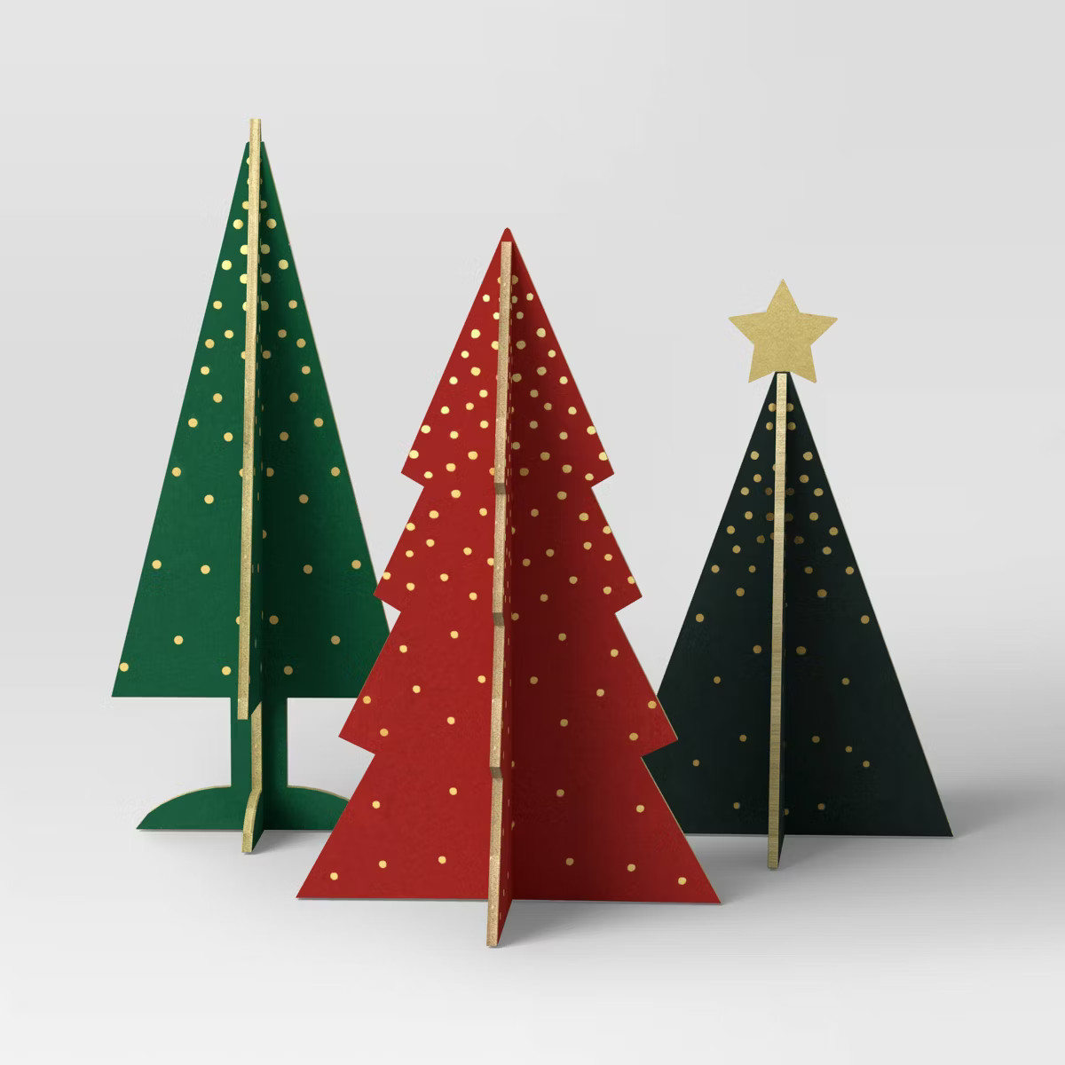 3pc Wood Christmas Tree Figurine Set - Wondershop™ Red/Green | Target