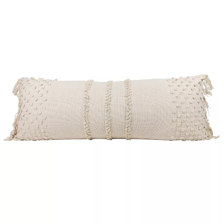 Cream with Pulled Knots 14X36 Hand Woven Filled Pillow - Foreside Home & Garden | Target
