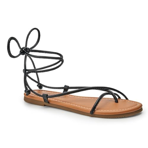 SANDALUP Sandals Women Lace Up Strappy Flat Sandals Open Toe Ankle Wrap Gladiator Summer Casual Dressy Beach Vacation Tie Up Roman Sandals Comfortable Lightweight Walking Mermaid Flip Flops Shoes | Amazon (US)