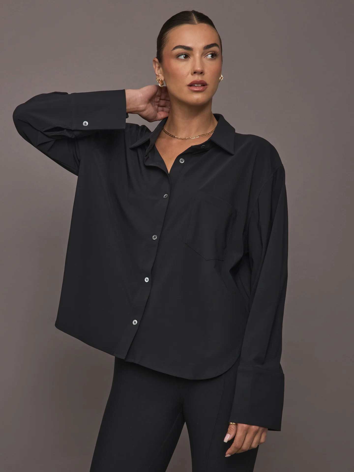 Ona Oversized Shirt - Black - Size L | Carbon38