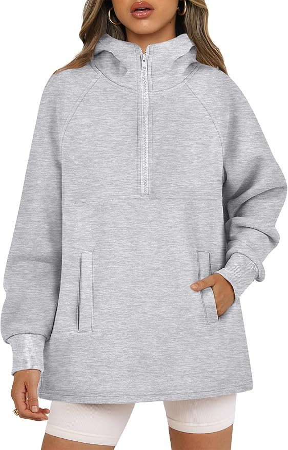 ANRABESS Women Half Zip Oversized Sweatshirt Long Sleeve Fleece Pullover Hoodies 2024 Casual Tren... | Amazon (US)