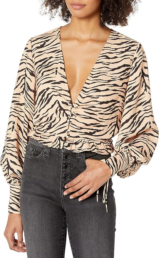 findersKEEPERS Women's Romy Puff Sleeve Animal Print Top | Amazon (US)