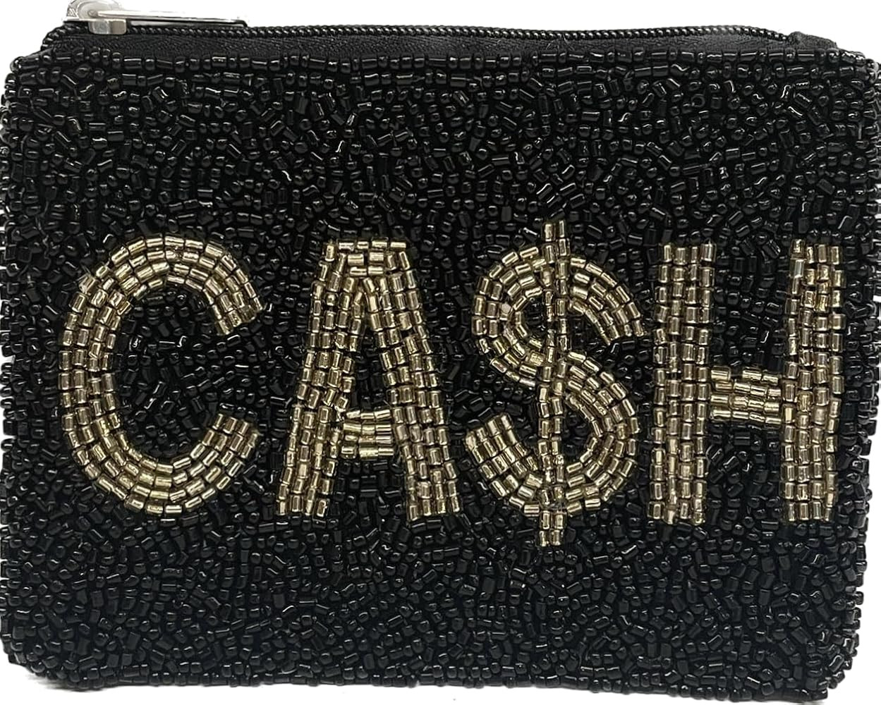 Beaded Coin Pouch Beaded Black and Gold CASH by Nima Accessories | Amazon (US)