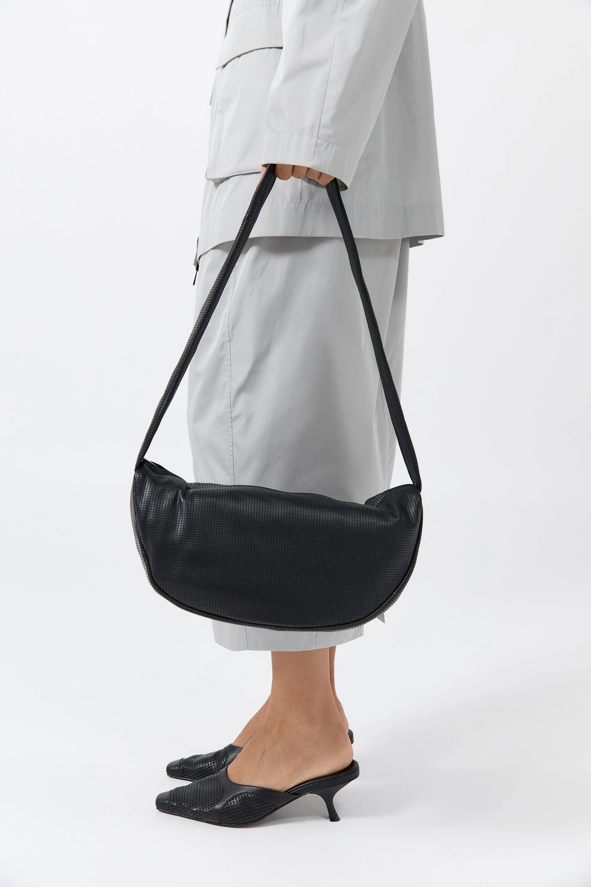 Perforated Crescent Bag - Black | St. Agni (US, UK, EU)