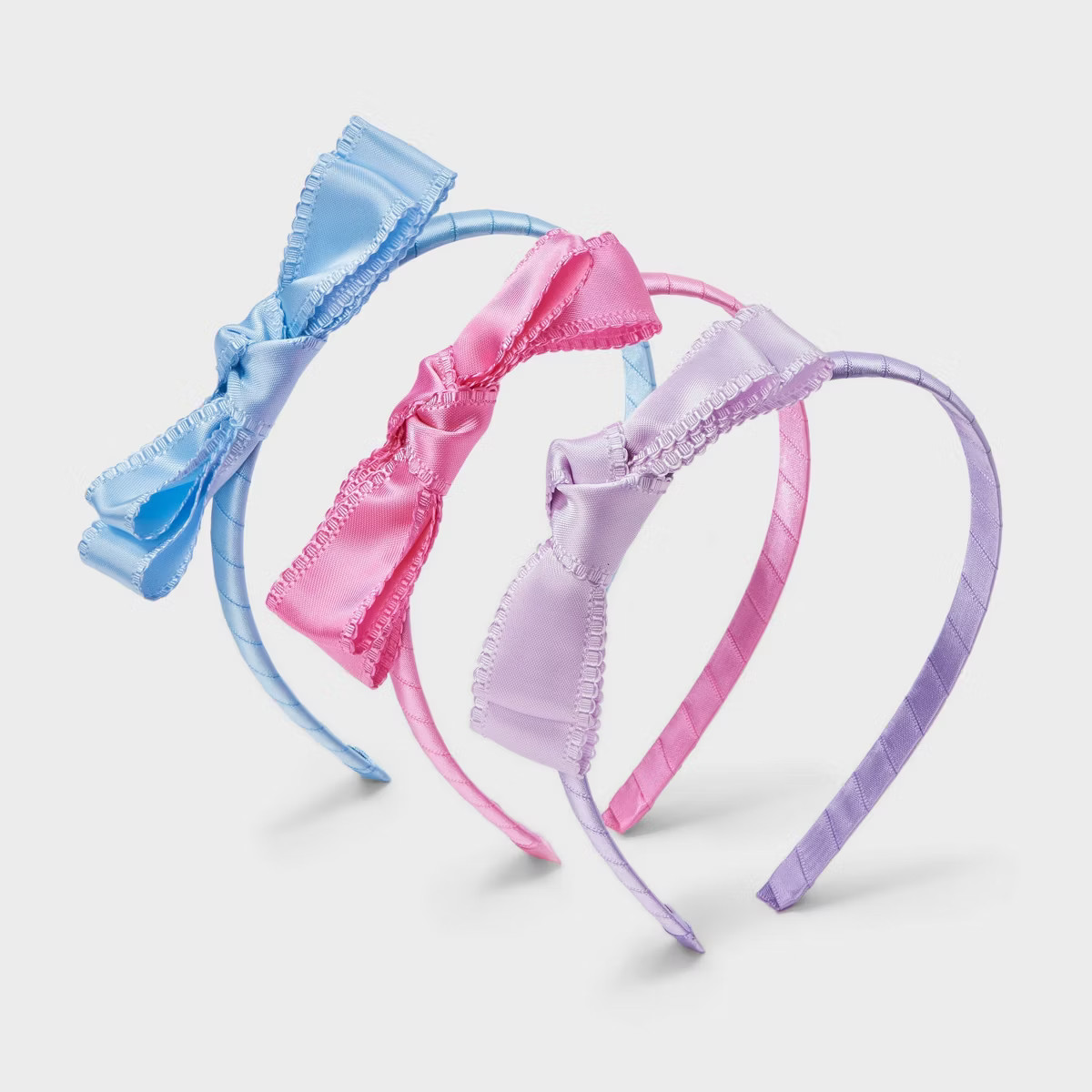 Girls' 3pk Bow Headband Set - Cat & Jack™️ Purple/Blue/Pink | Target