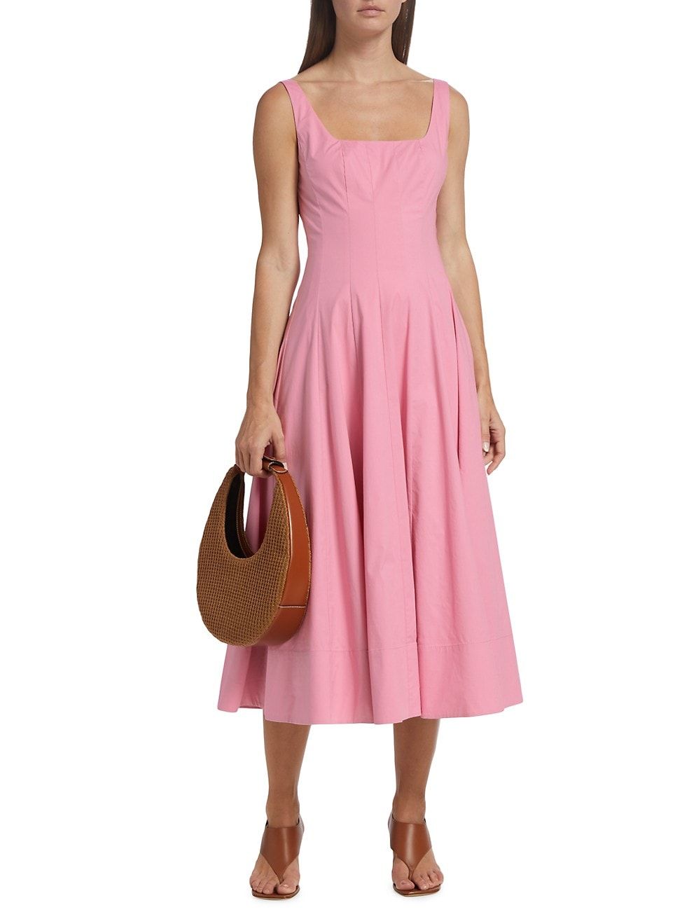 STAUD Wells Cotton Poplin A-Line Midi-Dress | Saks Fifth Avenue