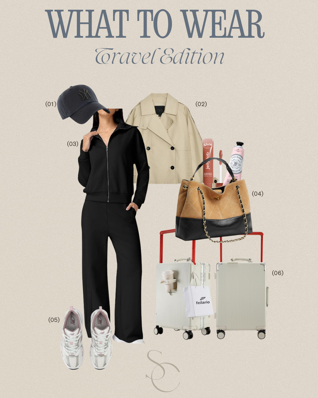 What to wear while traveling: a neutral, comfy airport outfit that looks put together from takeoff to landing. 

#traveloutfit #airportstyle  #travelcapsule #chiccomfort #minimalstyle 

 #LTKgrwm #LTKootd #LTKTravel