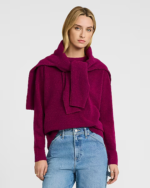 Boucle Crew Neck Tunic Sweater | Express