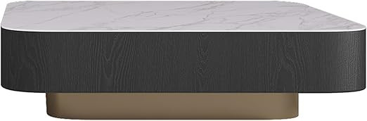 HanStrong Square Coffee Table with 2 Drawers, 37.4" Modern Wood Coffee Table with Sintered Stone,... | Amazon (US)