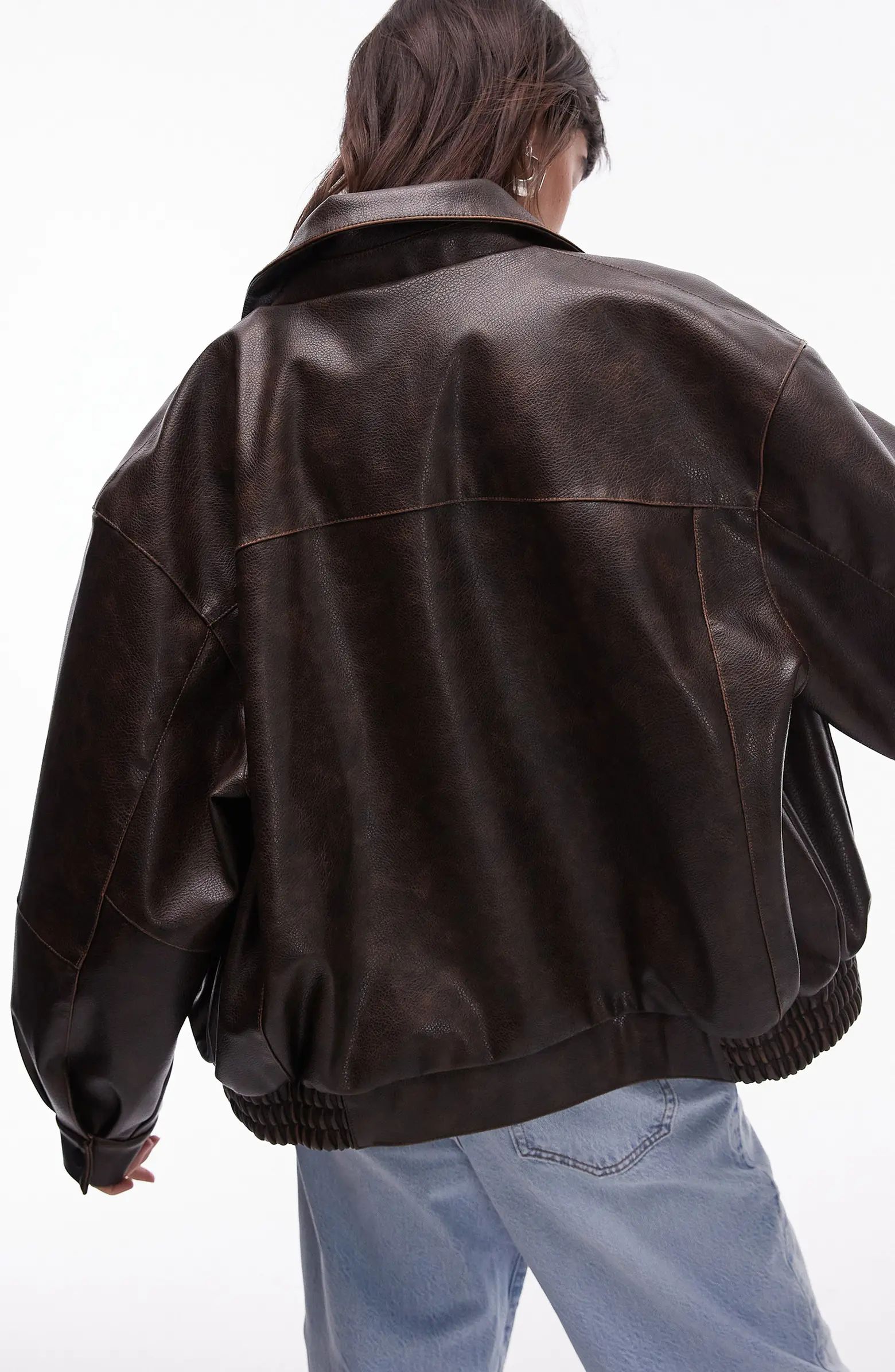 Oversize Faux Leather Bomber Jacket | Nordstrom